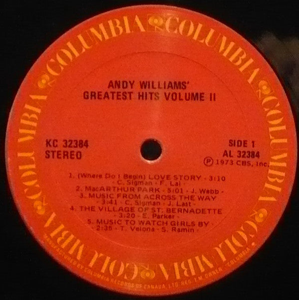 Andy Williams : Andy Williams' Greatest Hits Vol. 2 (LP, Comp)