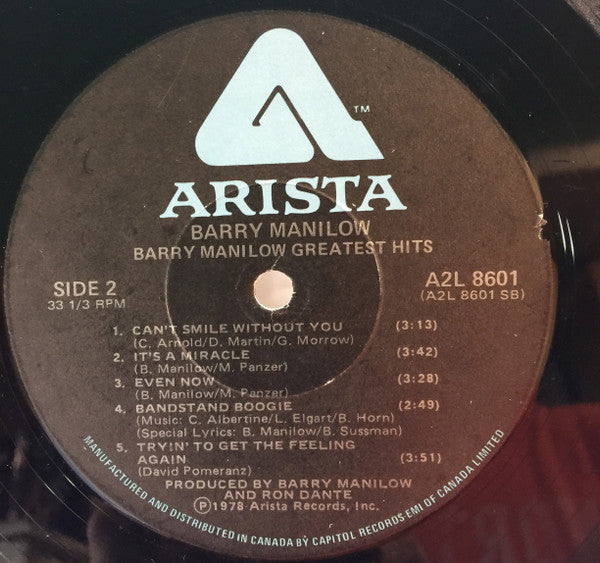 Barry Manilow : Greatest Hits (2xLP, Comp, Bla)