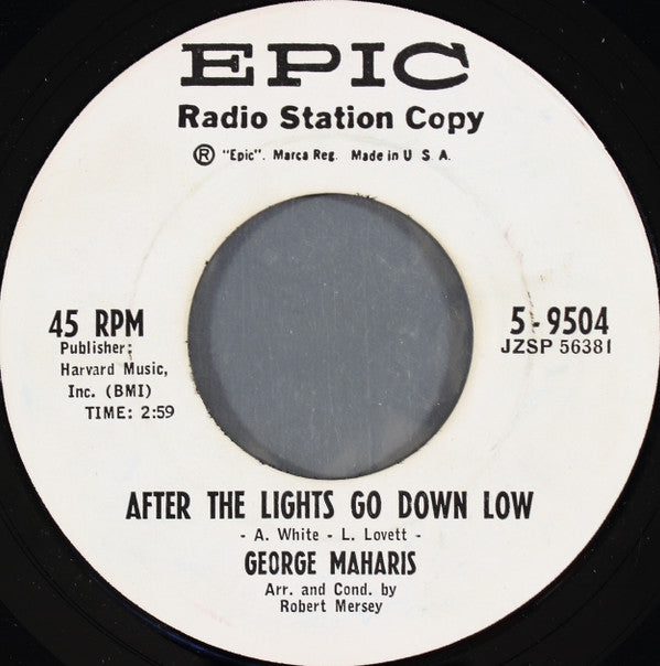 George Maharis : After The Lights Go Down Low (7", Promo)