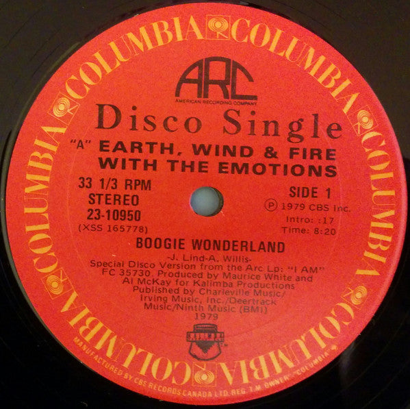 Earth Wind & Fire* With The Emotions : Boogie Wonderland (12", Single)