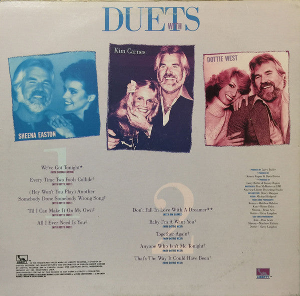Kenny Rogers, Kim Carnes, Sheena Easton, Dottie West : Duets (LP, Comp)