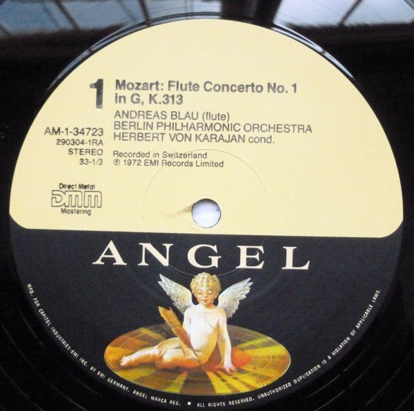 W. A. Mozart* - Karajan*, Berlin Philharmonic Orchestra*, Andreas Blau, James Galway, Fritz Helmis : Karajan Conducts Mozart Concertos (LP, Album, RE)