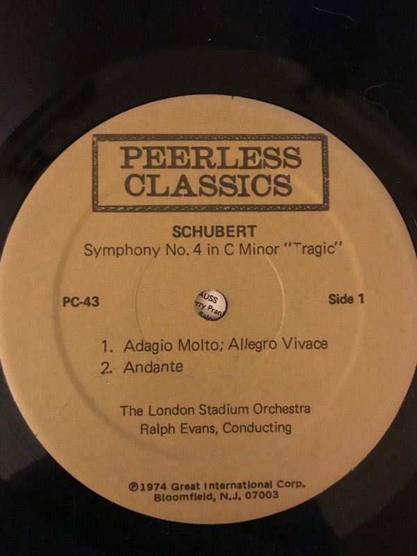 Franz Schubert, Ralph Evans (4), The London Stadium Orchestra : Symphony No 4 In C Minor "Tragic" (LP)