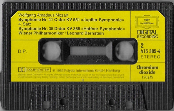 Wolfgang Amadeus Mozart / Wiener Philharmoniker, Leonard Bernstein : Symphonien No.35 "Haffner" / No.41 "Jupiter" (Cass)