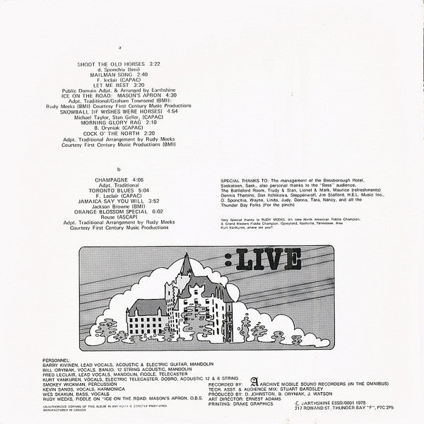Earthshine (4) : Live At The "Bess' (LP)