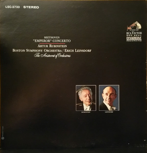 Beethoven* - Arthur Rubinstein, Boston Symphony Orchestra / Erich Leinsdorf : "Emperor" Concerto (LP)