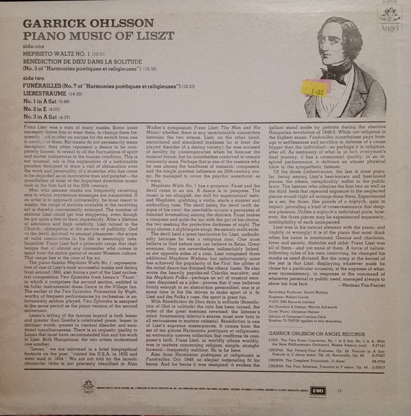 Franz Liszt, Garrick Ohlsson : Garrick Ohlsson Plays Liszt (LP)