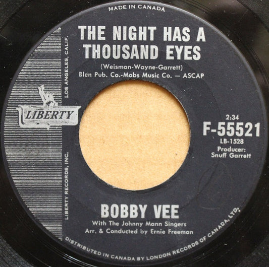 Bobby Vee : The Night Has A Thousand Eyes / Anonymous Phone Call (7")