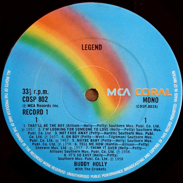 Buddy Holly : Legend (2xLP, Comp, Mono, RE)