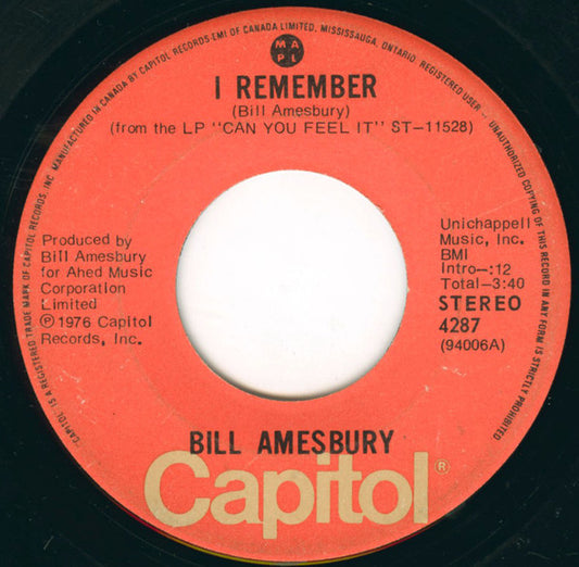 Bill Amesbury : I Remember (7", Single)