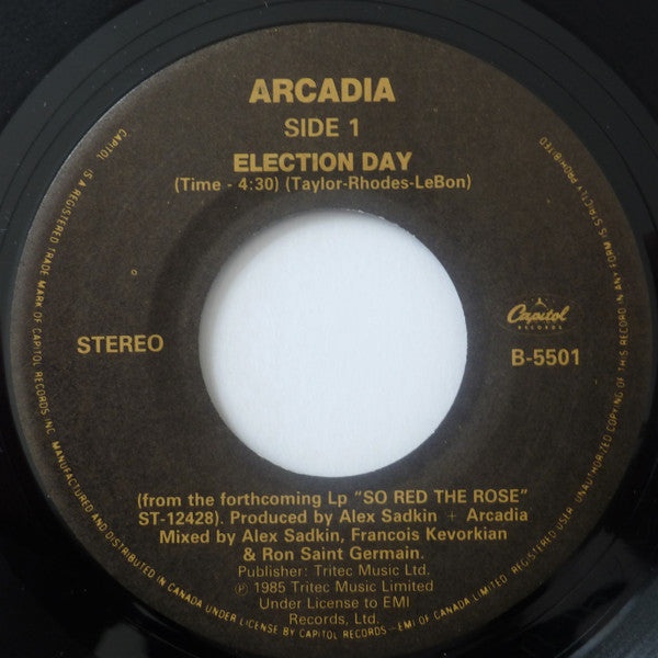 Arcadia (3) : Election Day (7", Single)