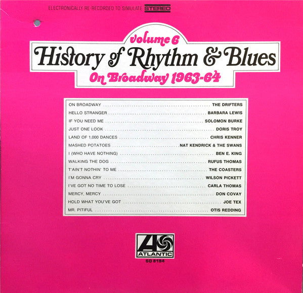 Various : History Of Rhythm & Blues  Volume 6  On Broadway 1963-64 (LP, Comp)