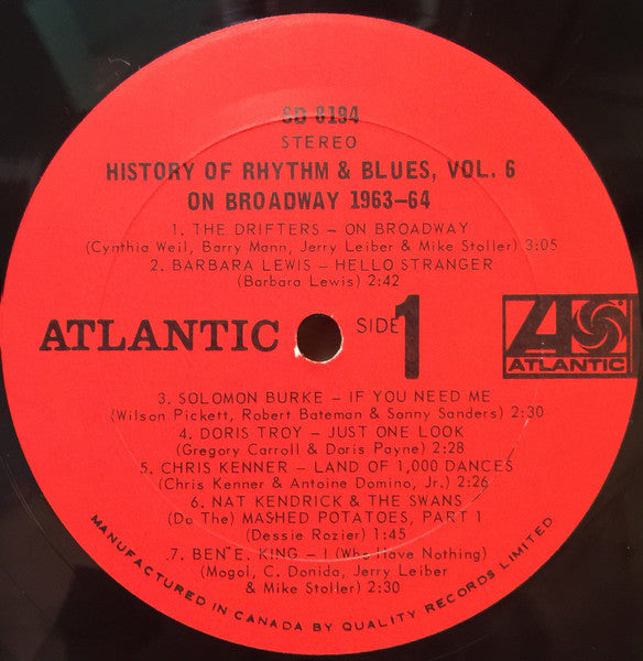 Various : History Of Rhythm & Blues  Volume 6  On Broadway 1963-64 (LP, Comp)