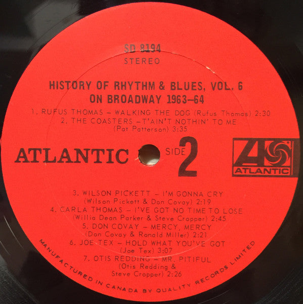 Various : History Of Rhythm & Blues  Volume 6  On Broadway 1963-64 (LP, Comp)