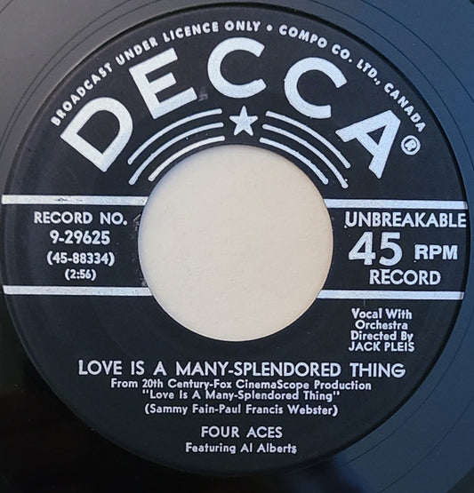 The Four Aces Featuring Al Alberts : Love Is A Many-Splendored Thing / Shine On Harvest Moon (7", Single)
