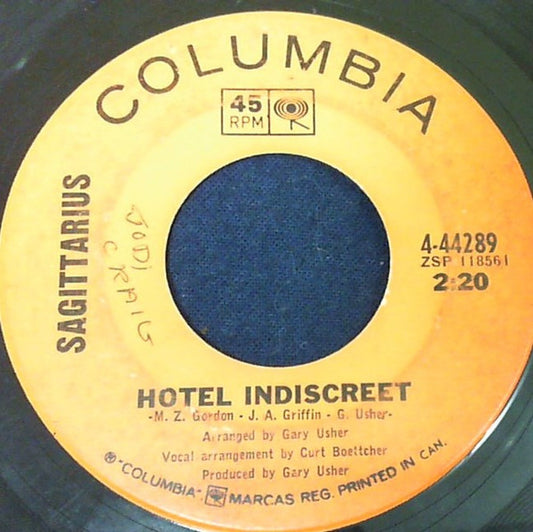Sagittarius (2) : Hotel Indiscreet (7", Single)