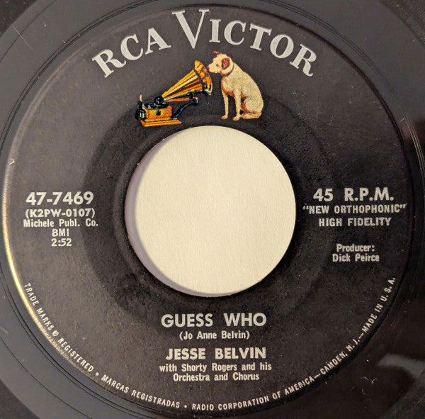 Jesse Belvin : Guess Who / My Girl Is Just Enough Woman For Me (7", Single, Hol)