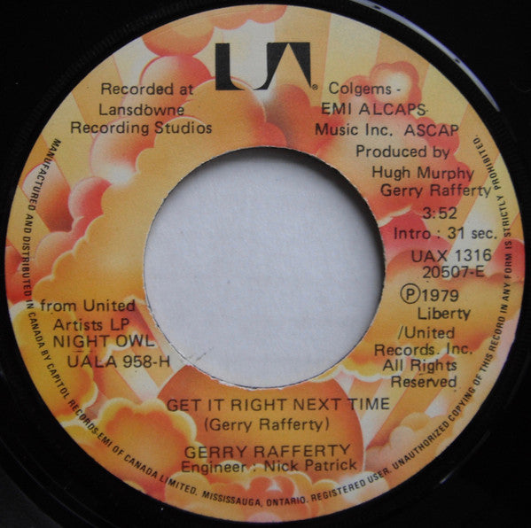 Gerry Rafferty : Get It Right Next Time (7", Single)