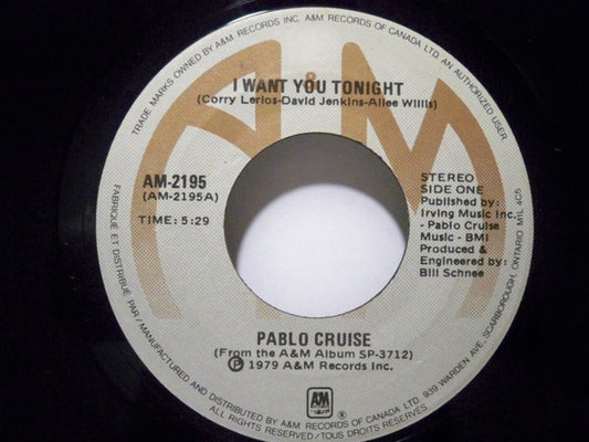 Pablo Cruise : I Want You Tonight / Family Man (7", Single)