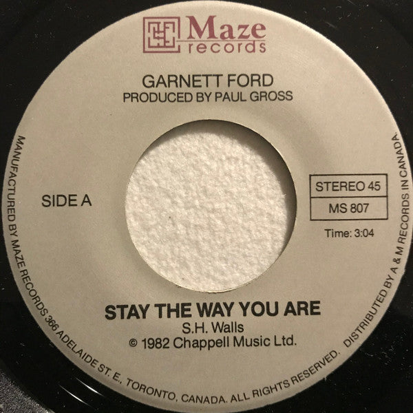 Garnett Ford : Stay The Way You Are (7", Single)