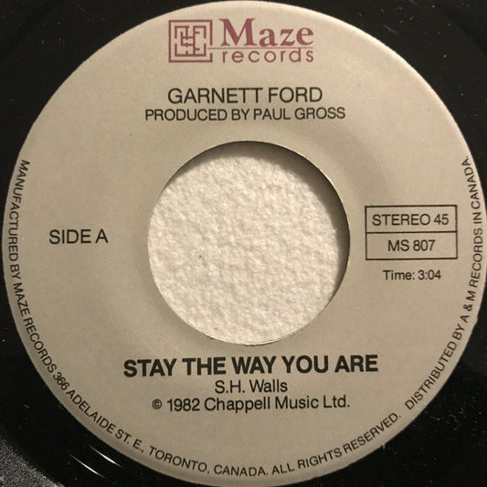 Garnett Ford : Stay The Way You Are (7", Single)