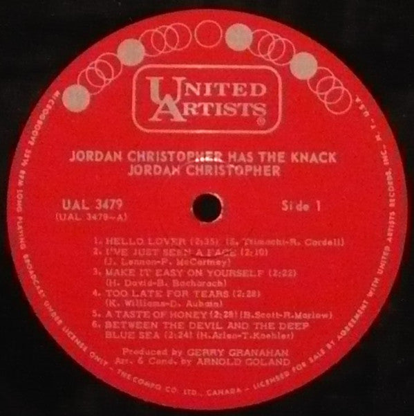 Jordan Christopher : Jordan Christopher Has The Knack (LP, Album, Mono)