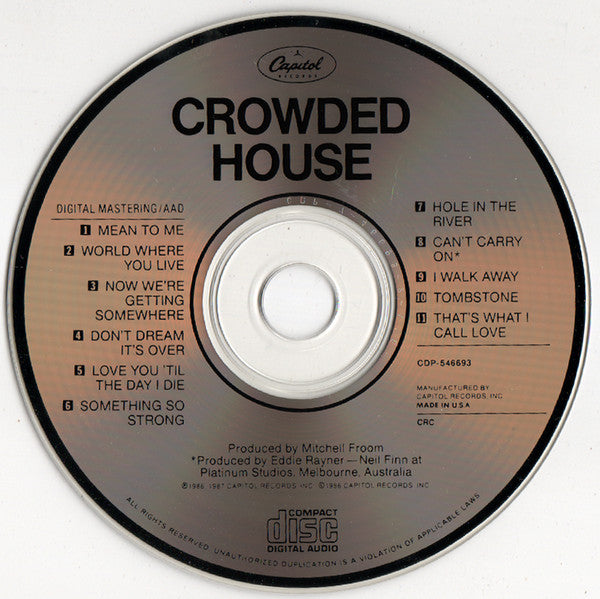 Crowded House : Crowded House (CD, Album, Club, CRC)
