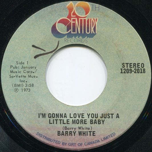 Barry White : I'm Gonna Love You Just A Little More Baby (7", Single)