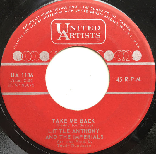 Little Anthony & The Imperials : Take Me Back (7")