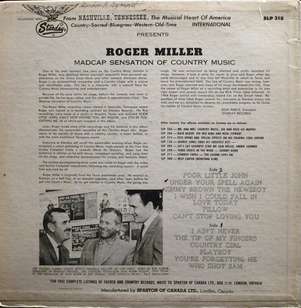 Roger Miller : Wild Child (LP, Album, Mono)