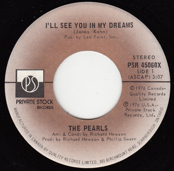 The Pearls : I'll See You In My Dreams (7", Single)