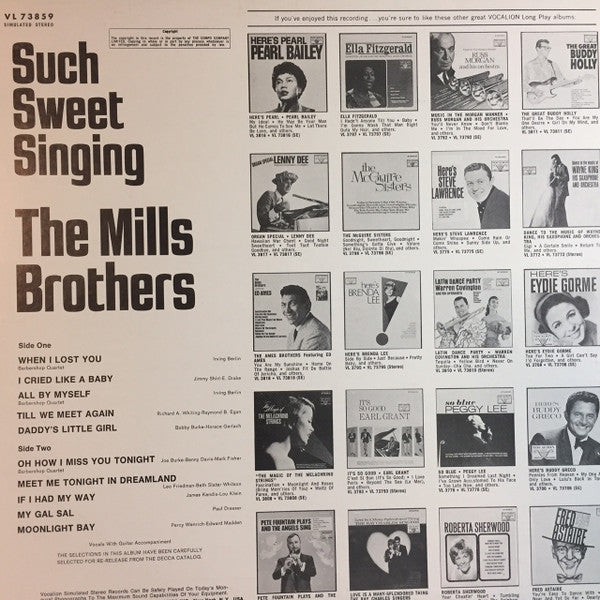 The Mills Brothers : Such Sweet Singin' (LP, Comp)