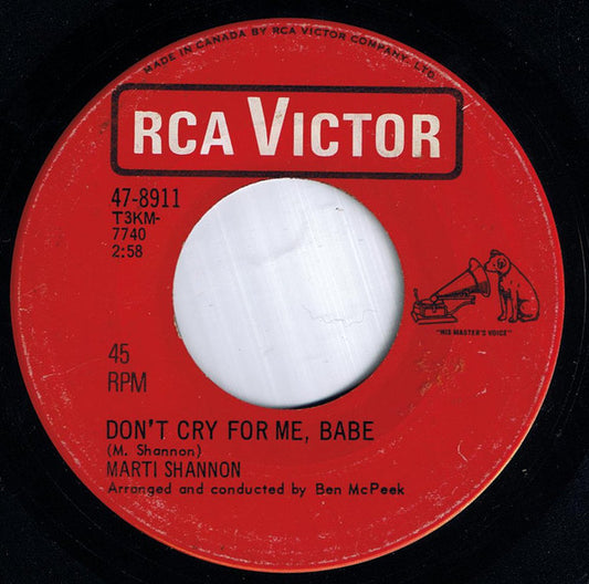 Marti Shannon : Don't Cry For Me / Is He Gonna Love Me (7", Single)