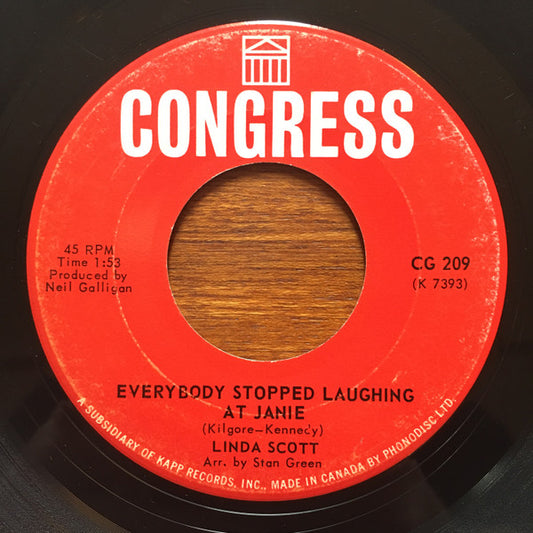 Linda Scott : Everybody Stopped Laughing At Janie / I Envy You (7")