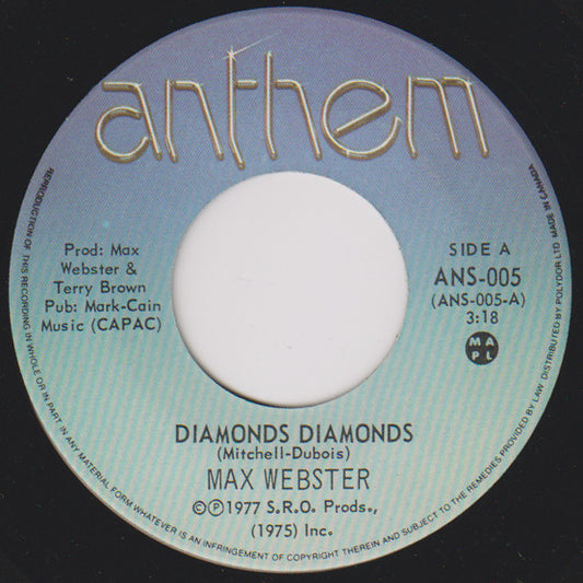 Max Webster : Diamonds Diamonds (7", Single)