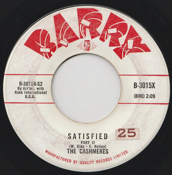 The Cashmeres (3) : Satisfied (7", Single)