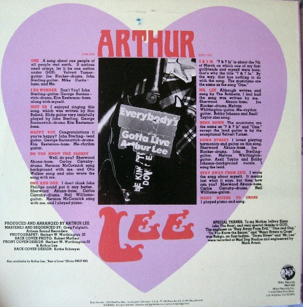 Arthur Lee : Arthur Lee (LP, Album)