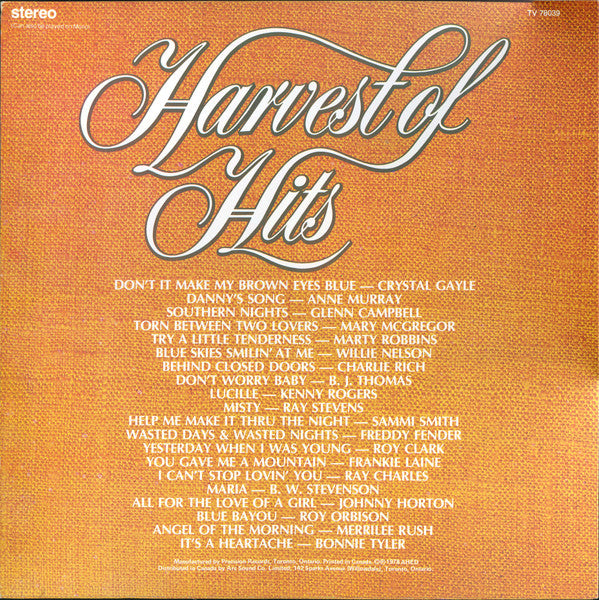 Various : Harvest Of Hits (LP, Comp, Red)