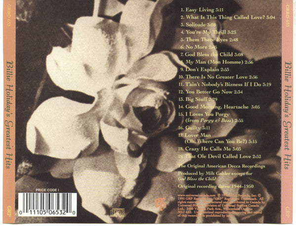 Billie Holiday : Billie Holiday's Greatest Hits (CD, Comp)