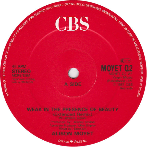 Alison Moyet : Weak In The Presence Of Beauty (12", Single)