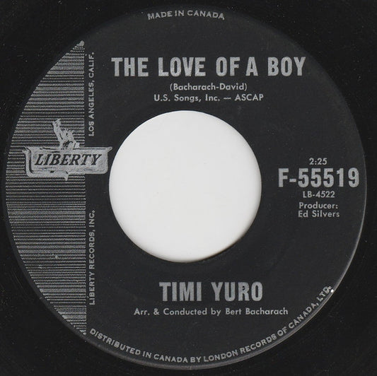 Timi Yuro : The Love Of A Boy / I Aint Gonna Cry No More (7", Single)
