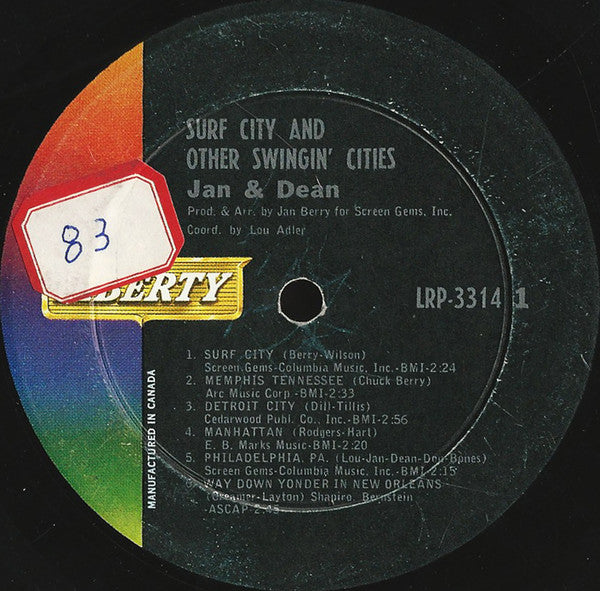 Jan & Dean : Surf City And Other Swingin' Cities (LP, Album, Mono)