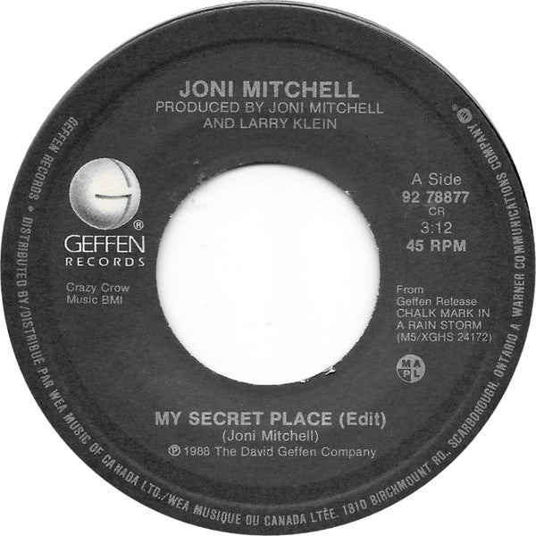 Joni Mitchell : My Secret Place (7", Single)