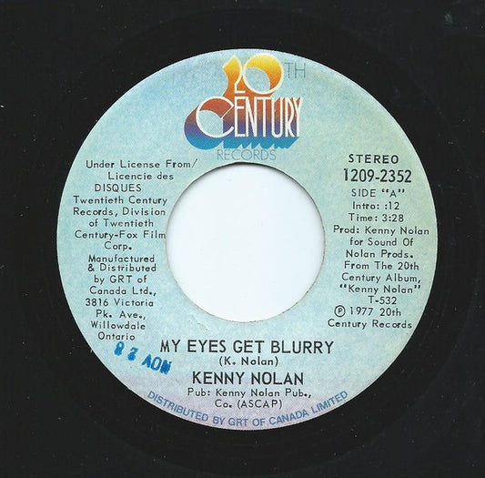 Kenny Nolan : My Eyes Get Blurry (7", Single)