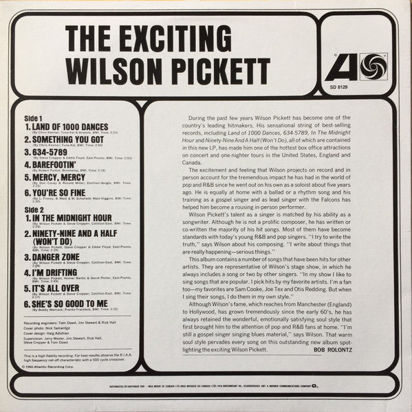 Wilson Pickett : The Exciting Wilson Pickett (LP, Album, RE)