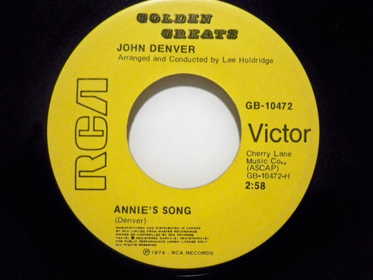 John Denver : Annie's Song / Cool An' Green An' Shady (7", Single, RE)
