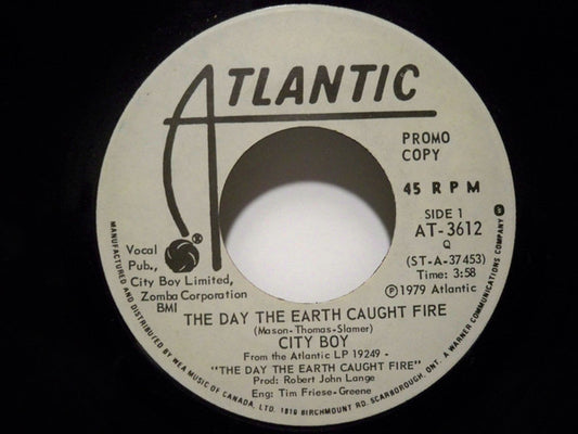 City Boy : The Day The Earth Caught Fire / Ambition (7", Single, Promo)