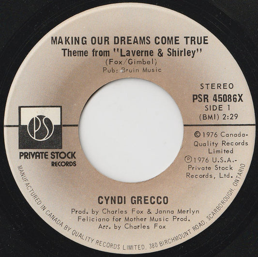Cyndi Grecco : Making Our Dreams Come True (7", Single)