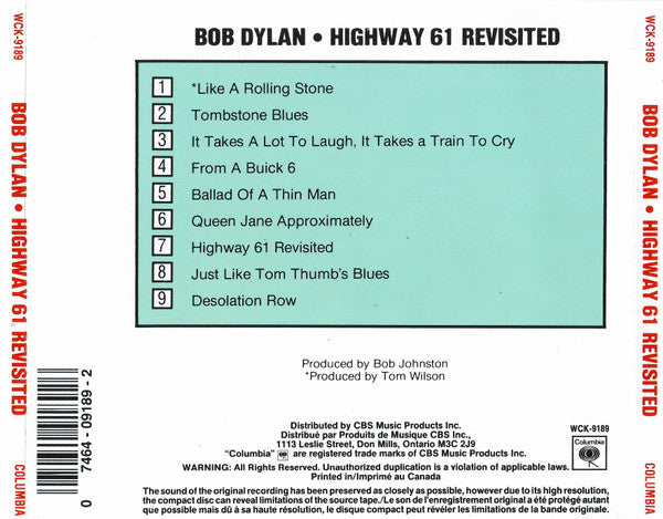 Bob Dylan : Highway 61 Revisited (CD, Album, RE)