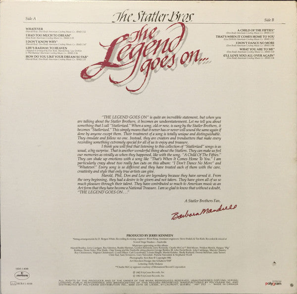The Statler Brothers : The Legend Goes On... (LP)